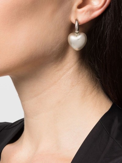 Shop Simone Rocha Heart-pendant Drop Earrings In Silver