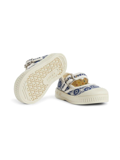 Shop Gucci Toddler Double G Ballet Flat In Blue