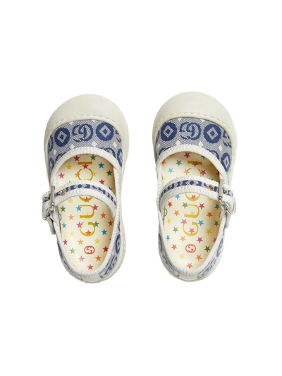 Shop Gucci Toddler Double G Ballet Flat In Blue