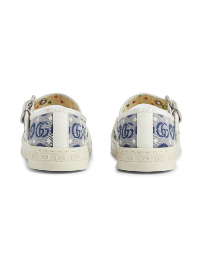 Shop Gucci Toddler Double G Ballet Flat In Blue