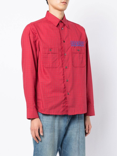 Shop Paccbet Check-pattern Logo-print Shirt In Red