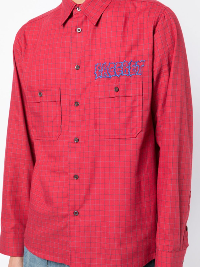 Shop Paccbet Check-pattern Logo-print Shirt In Red