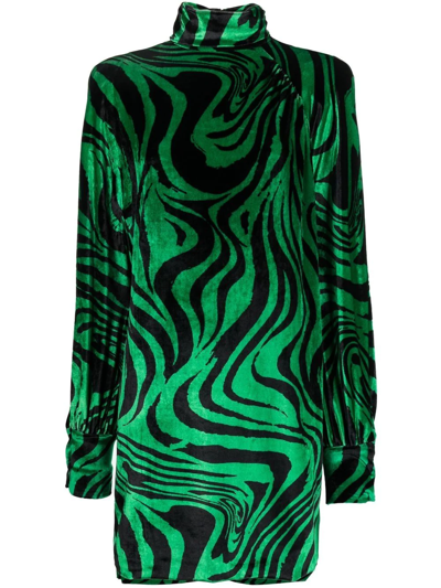 Shop Philosophy Di Lorenzo Serafini Abstract-print Velvet Dress In Green