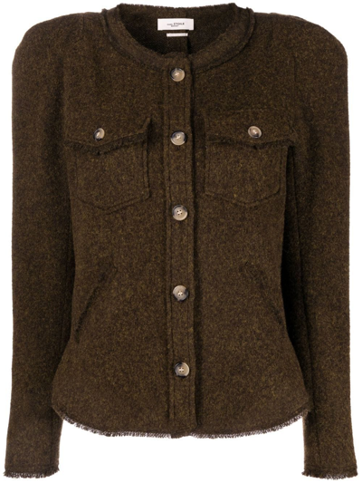 Shop Isabel Marant Étoile Button-up Knitted Jacket In Green