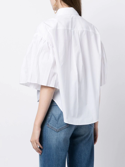 Shop Red Valentino Pleated-sleeve Detail Shirt In White