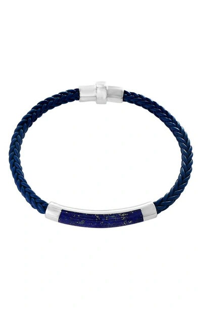 Shop Effy Sterling Silver Lapis Leather Bracelet In Blue