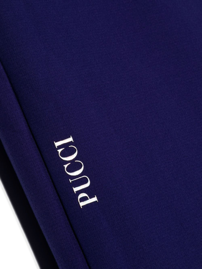 Shop Pucci Junior Logo-print Wide-leg Trousers In Purple