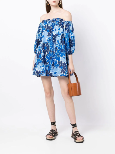 Shop Faithfull The Brand Letisha Flared Mini Dress In Blue