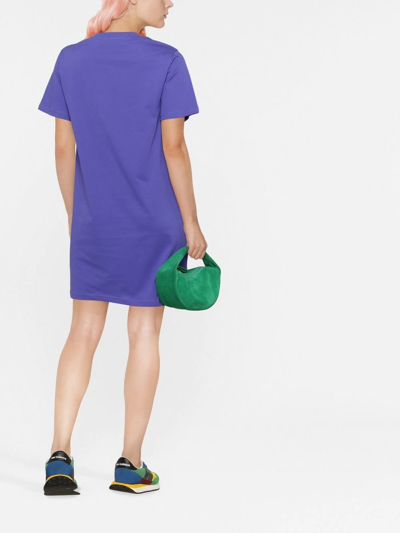 Shop Moschino Logo-print T-shirt Dress In Purple