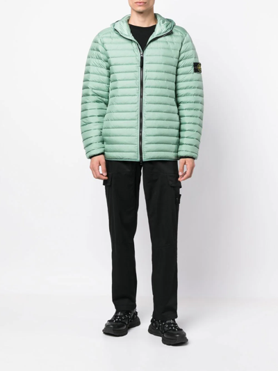 Shop Stone Island Compass-patch Puffer Jacket In Green