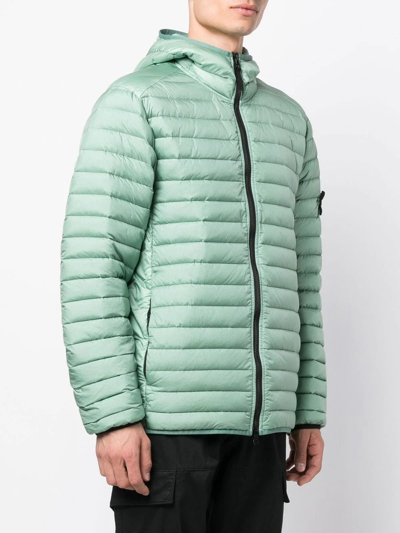 Shop Stone Island Compass-patch Puffer Jacket In Green