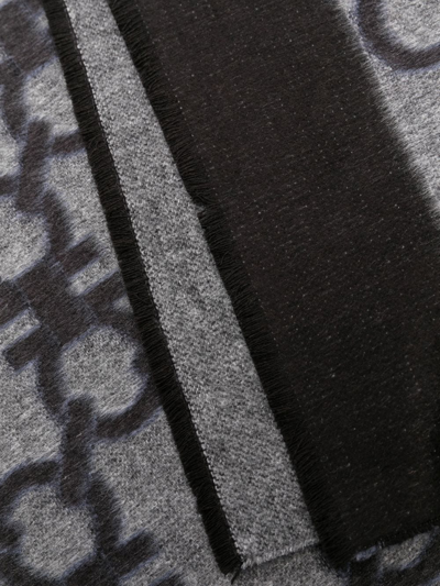Ferragamo Gancini-pattern Knitted Scarf In Grey