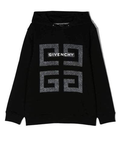 Shop Givenchy Logo-print Cotton Hoodie In Black