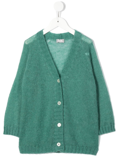 Shop Il Gufo V-neck Long-sleeve Cardigan In Green