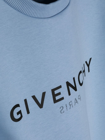 Shop Givenchy Logo-print Long-sleeve Sweatshirt In Blue