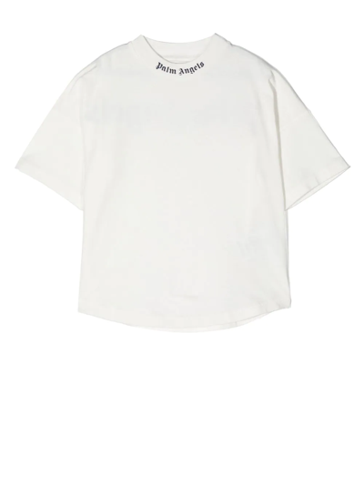 Shop Palm Angels Logo-neckline Detail T-shirt In White