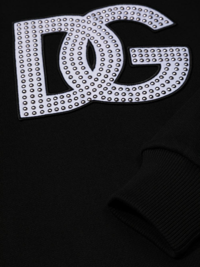 Shop Dolce & Gabbana Studded-logo Detail Sweatshirt In Black