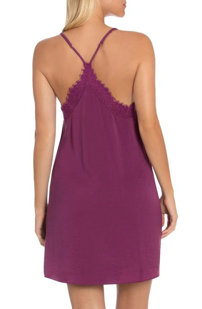 Shop Midnight Bakery Lace Trim Satin Chemise In Berry