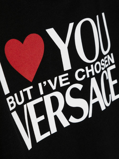 Shop Versace I Love You Print T-shirt In Black