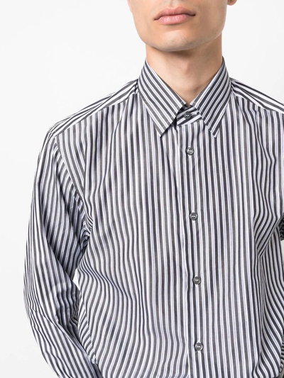 Shop Brioni Striped Long-sleeve Shirt In White