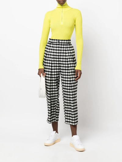 Shop Kenzo Checkerboard-print Cropped Trousers In Black