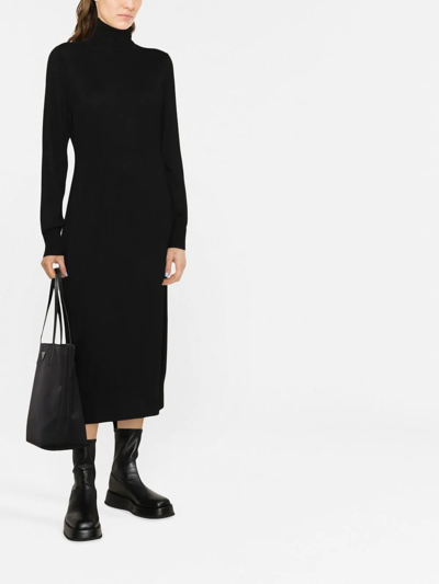 Shop Michael Michael Kors Roll-neck Knitted Dress In Black