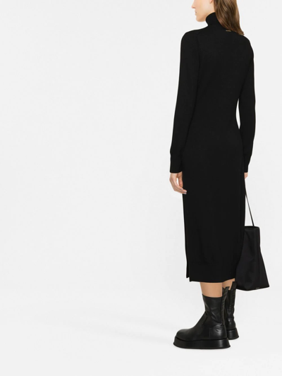 Shop Michael Michael Kors Roll-neck Knitted Dress In Black
