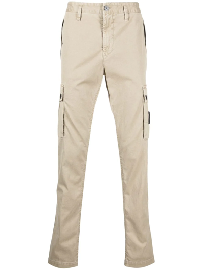 Shop Stone Island Compass-patch Cargo Trousers In Neutrals