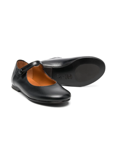 Shop Bonpoint Button-fastening Ballerina Shoes In Black