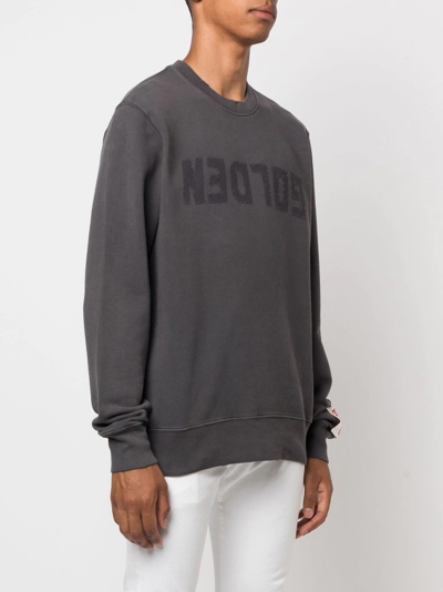 Shop Golden Goose Logo-print Long-sleeve Sweatshirt In Grey