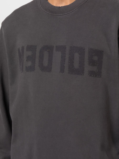 Golden Goose Golden M S Regular Sweatshirt Distressed Cotton Jersey With Logo Clothing In Gray