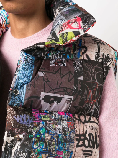 Khrisjoy Graffiti-print Zip-up Gilet In Black