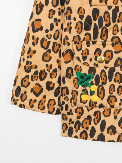 Shop Mini Rodini Leopard Print Hooded Jacket In Brown