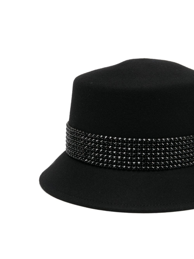 Shop Maison Michel Spike-stud Fedora Hat In Black