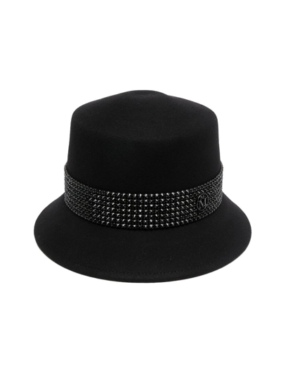 Shop Maison Michel Spike-stud Fedora Hat In Black