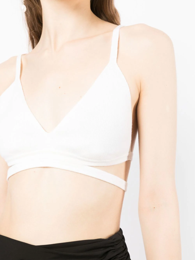 Shop Dion Lee Ribbed Bralette Top In White