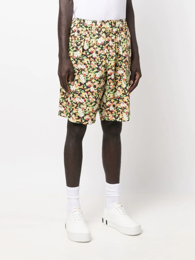 Shop Marni Floral-print Bermuda Shorts In Black