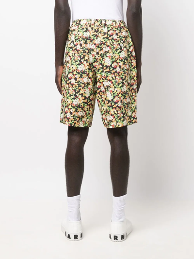 Marni Floral-print Bermuda Shorts In Black