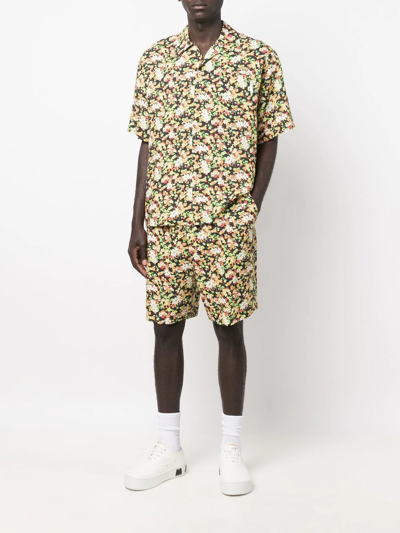 Shop Marni Floral Short-sleeve Shirt In Black