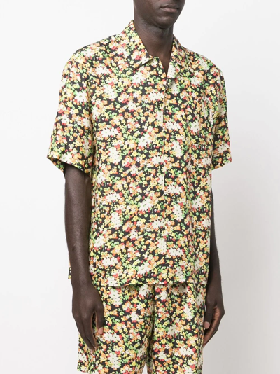 Shop Marni Floral Short-sleeve Shirt In Black