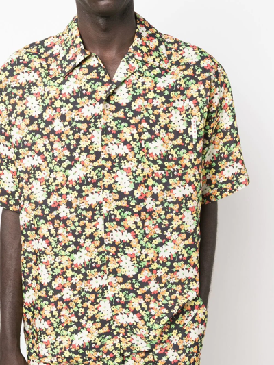 Shop Marni Floral Short-sleeve Shirt In Black