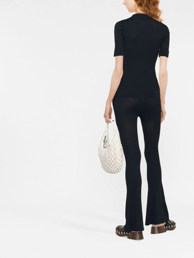 Stella Mccartney Ribbed Split-hem Woven Top In Blue