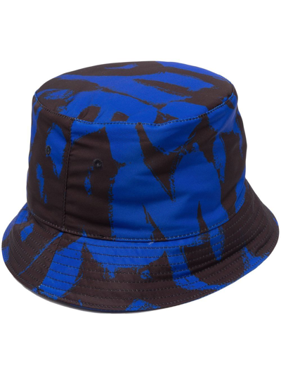 Shop Alexander Mcqueen Graffiti-print Bucket Hat In Blue