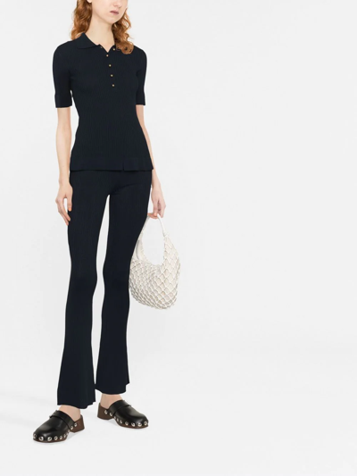 Stella Mccartney Ribbed Flared Trousers In Blue