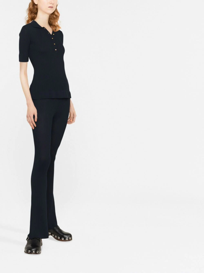 Stella Mccartney Ribbed Flared Trousers In Blue