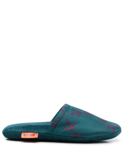 Shop Off-white Logo-print Slippers In Green