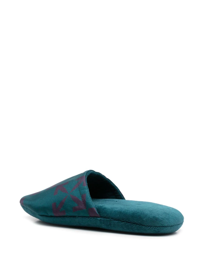 Shop Off-white Logo-print Slippers In Green