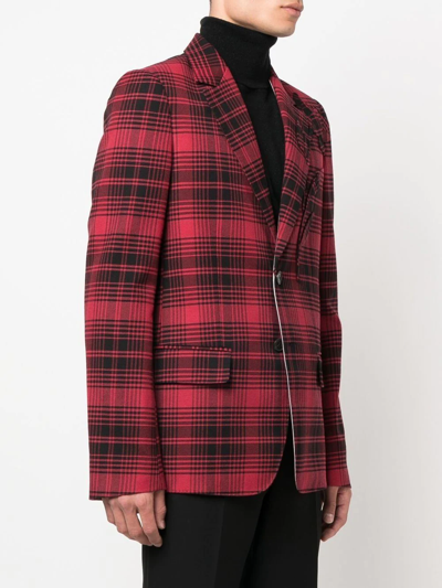 Shop Valentino Checked Single-breasted Blazer In Red