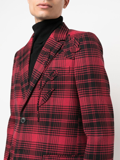 Shop Valentino Checked Single-breasted Blazer In Red