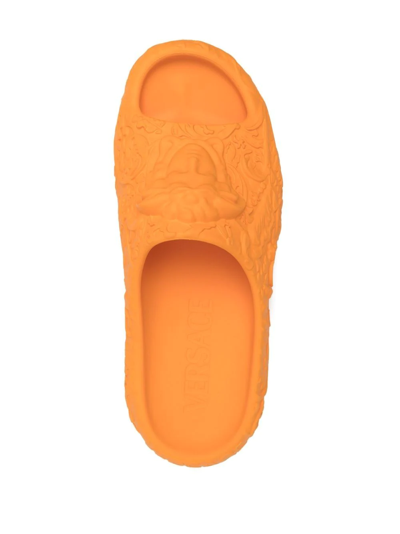 Shop Versace Medusa Dimension Sliders In Orange